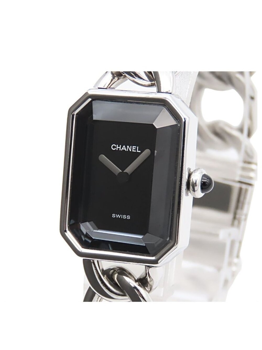 Chanel Premiere Black SS Chain L Watch Quartz Battery Powered